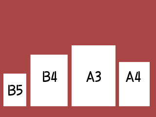A3、B4、A4、B5の用紙比較