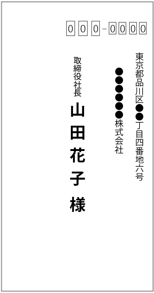 封書の挨拶状宛名書きの例(表面)