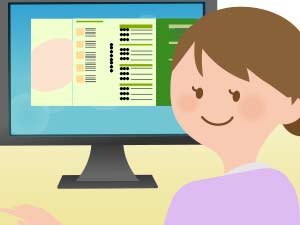 パソコンで印刷会社を比較している女性