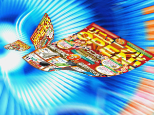 飛ぶように吸い込まれるチラシ